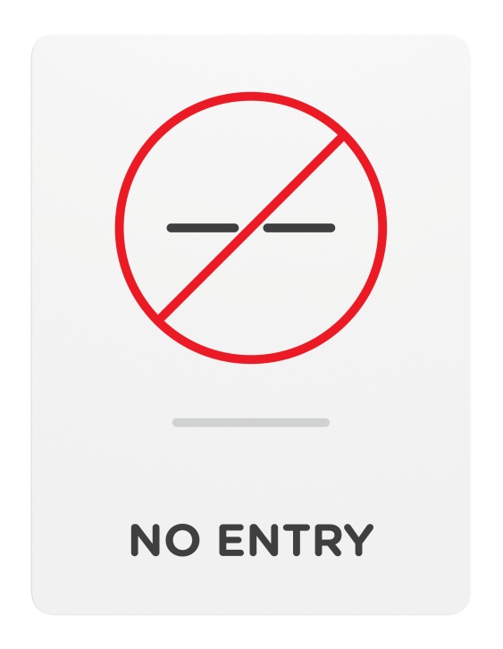 No Entry (L)_Sign_Door-Wall Mount_8x 6_6mm Thick Solid Surface Sign with Inlay Resins_Self AdhesiveProhibition sign